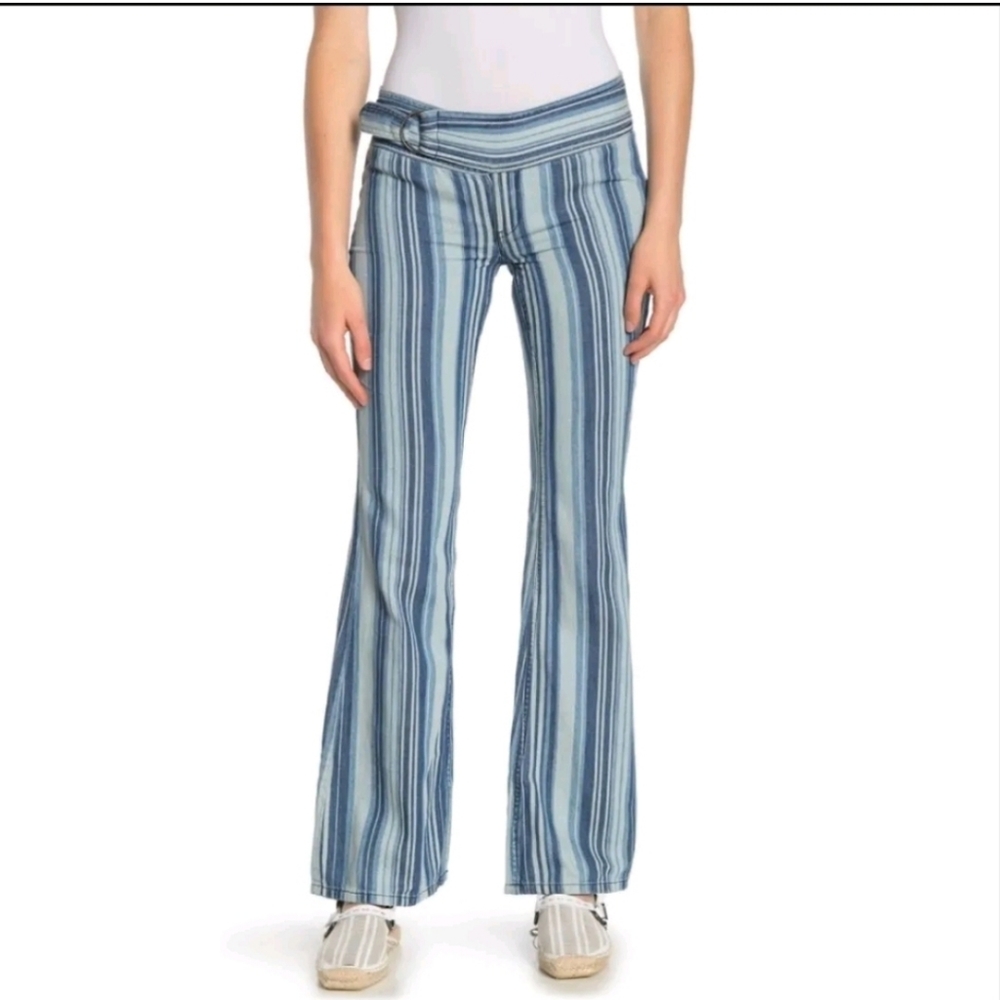 Free People We The Free Indigo Haze Journey striped pants sz 31